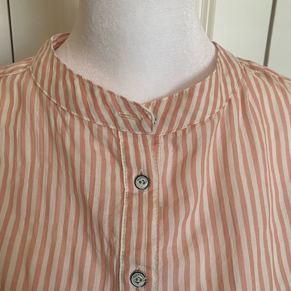 Rag & Bone Peach and White Striped Shirt Size Large - Picture 4 of 16
